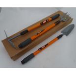 Set of three garden tools with extendable handles- 3 ft maximum (3) CONDITION: