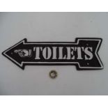 A Painted cast metal "Toilet" arrow sign 10" long CONDITION: Please Note - we do