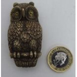 A brass novelty owl vesta case CONDITION: Please Note - we do not make reference to