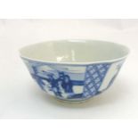 A Chinese blue and white bowl with canted corners,