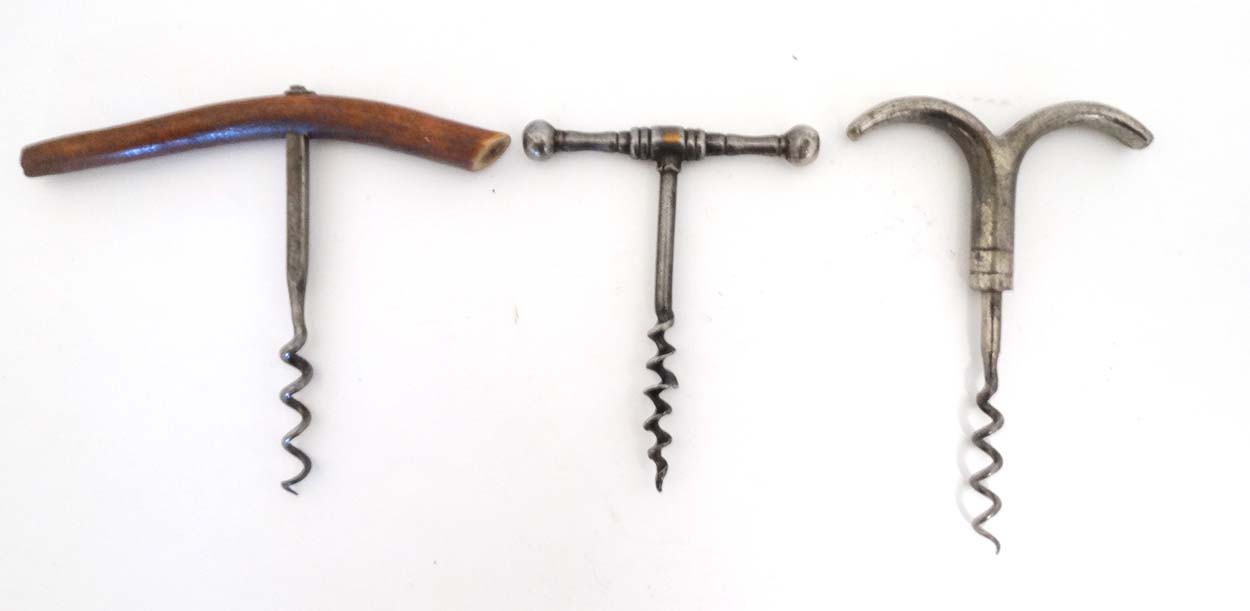 Kitchenalia :a collection of 5 assorted corkscrews including an Eye-brow , Steel T Bar , - Image 6 of 6