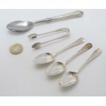 Assorted items comprising 3 Victorian silver teaspoons with floral decoration hallmarked London