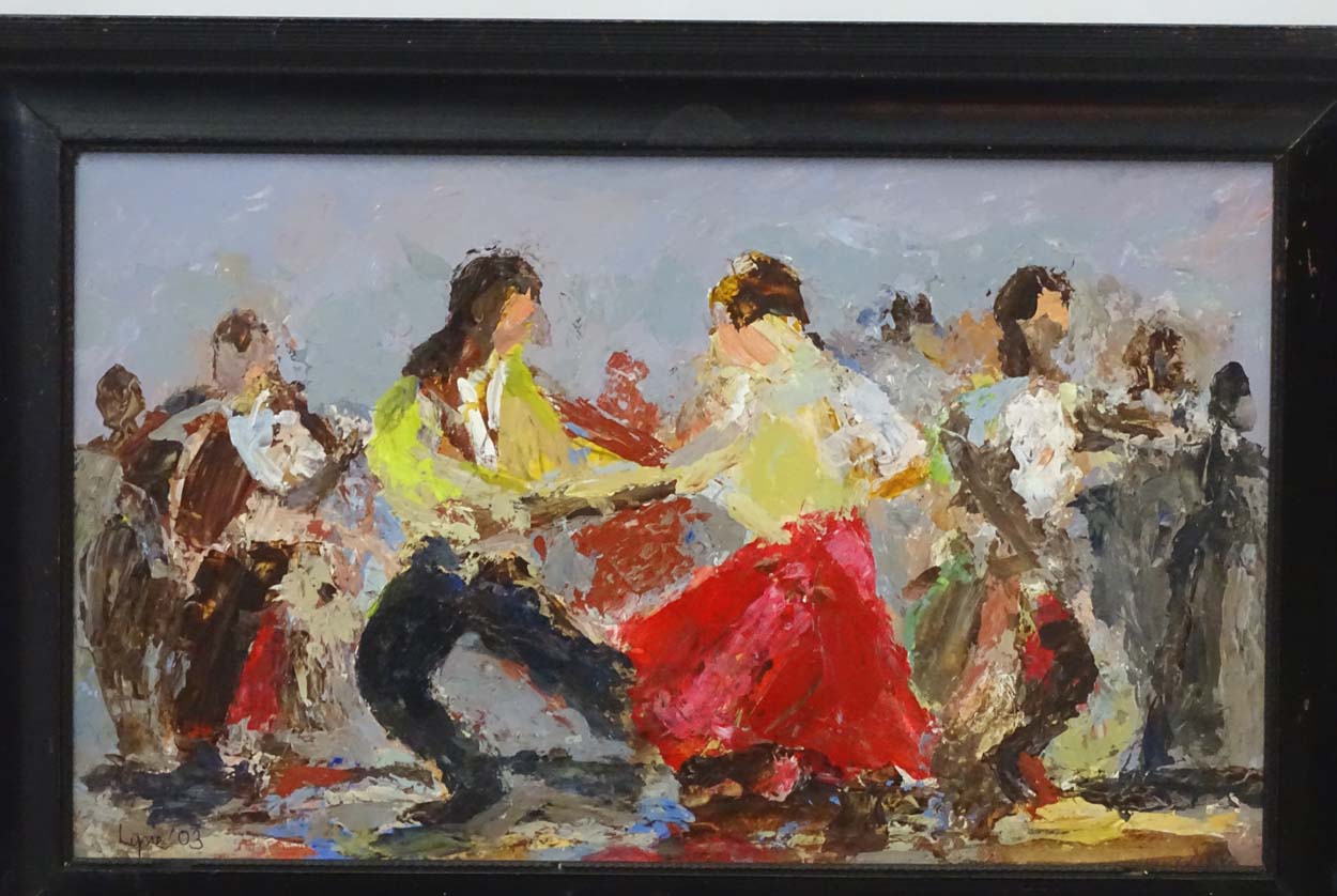 Liprie 03 ? Spanish School, Oil on board, Flamenco dancers, Signed and dated lower left. - Image 3 of 5