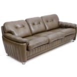 Vintage Retro : A Danish Arnie Morrel for Vatma brown leather button back sofa on chromed feet,