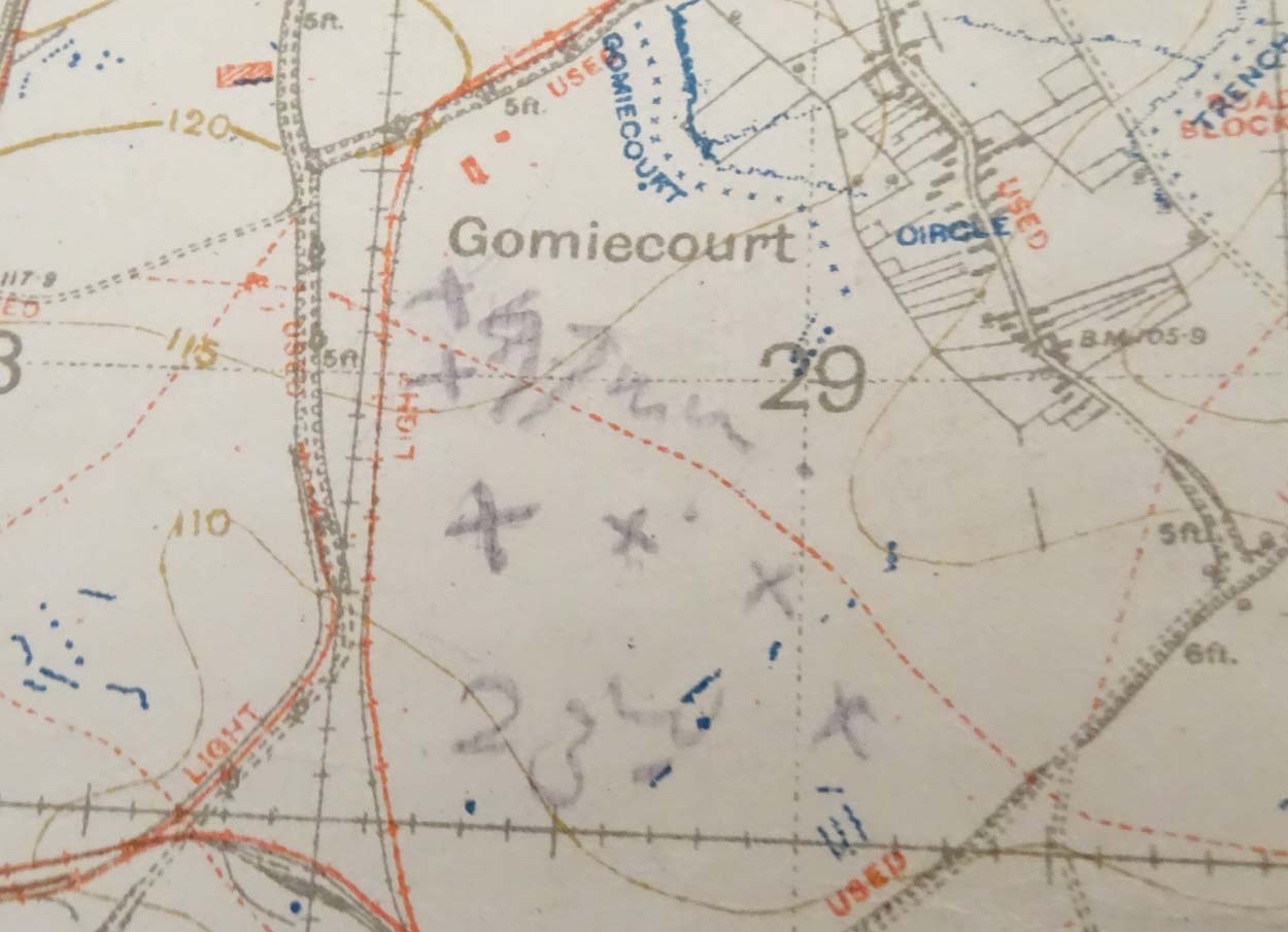 Militaria : a WWI Ordnance Survey trench map , entitled ' 57C NW 1/20, - Image 4 of 19