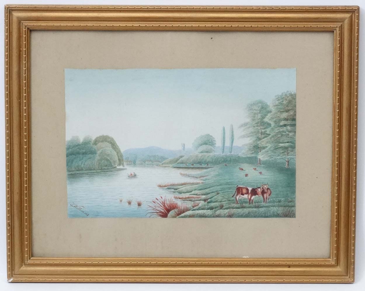 J. Williams XIX-XX, Watercolour 'On the Dart near Totnes ', Signed lower left and ascribed verso.