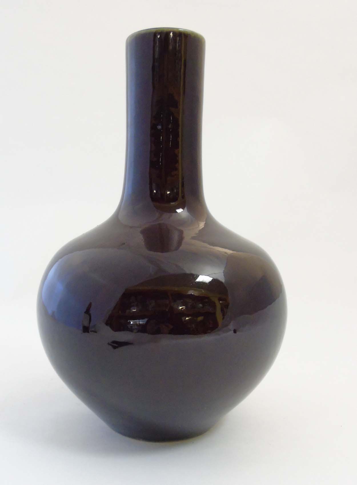 A Chinese Sang de Boeuf bottle vase with globular body and tall cylindrical neck, - Image 6 of 8