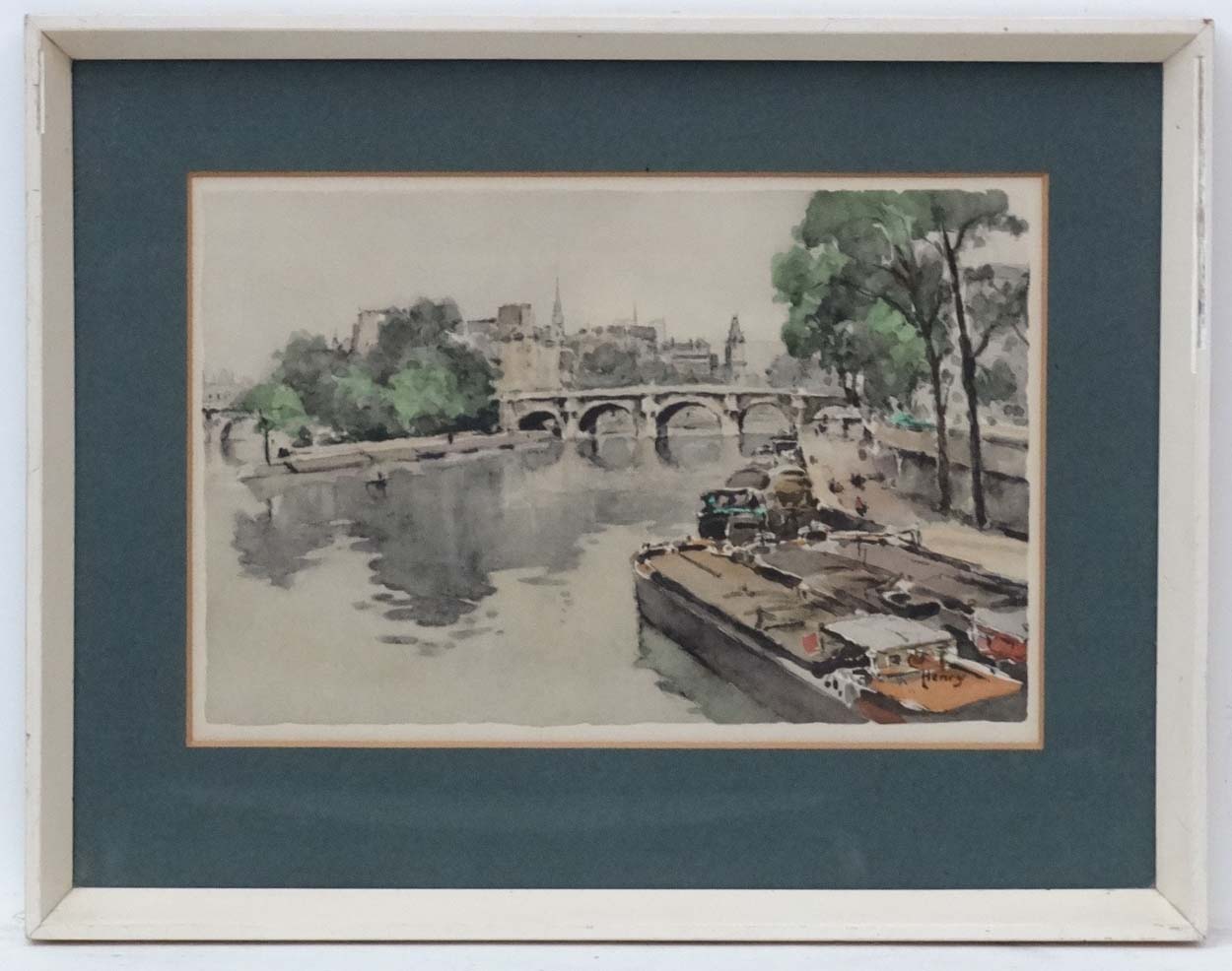 L Henry XX French, Watercolour , a pair, The Seine , Paris and Notre Dame from the Seine, - Image 5 of 9