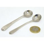 2 Old English pattern salt spoons hallmarked London 1802 maker George Smith & Thomas Hayter.