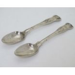 2 silver Kings pattern teaspoons hallmarked London 1835 maker MC, and London 1833 maker J.