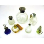 Glass Scent bottles : to include two HM Silver scent bottles ,