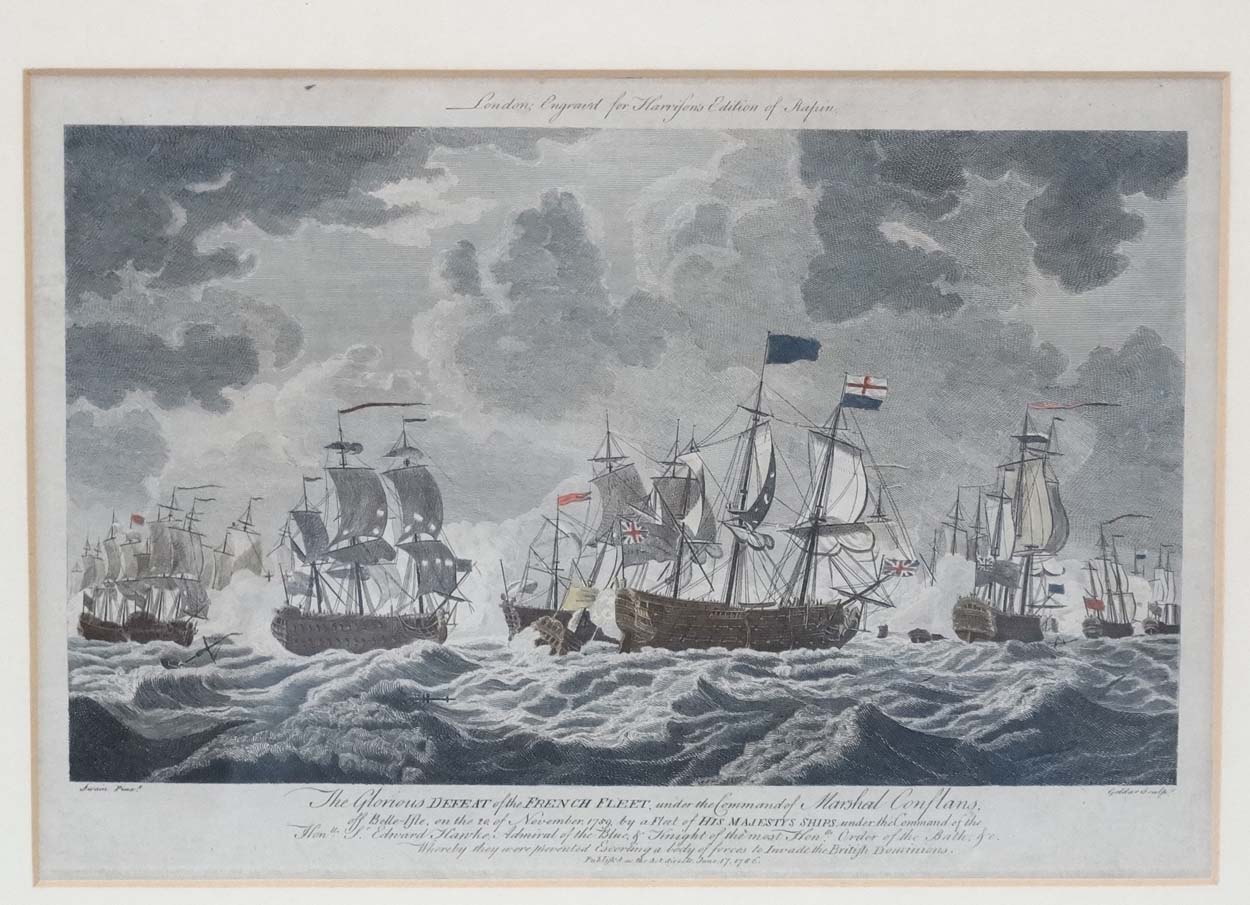 Goldar after Swain 1786, Hand coloured marine engraving, ' The Glorious DEFEAT of the FRENCH FLEET . - Image 4 of 8