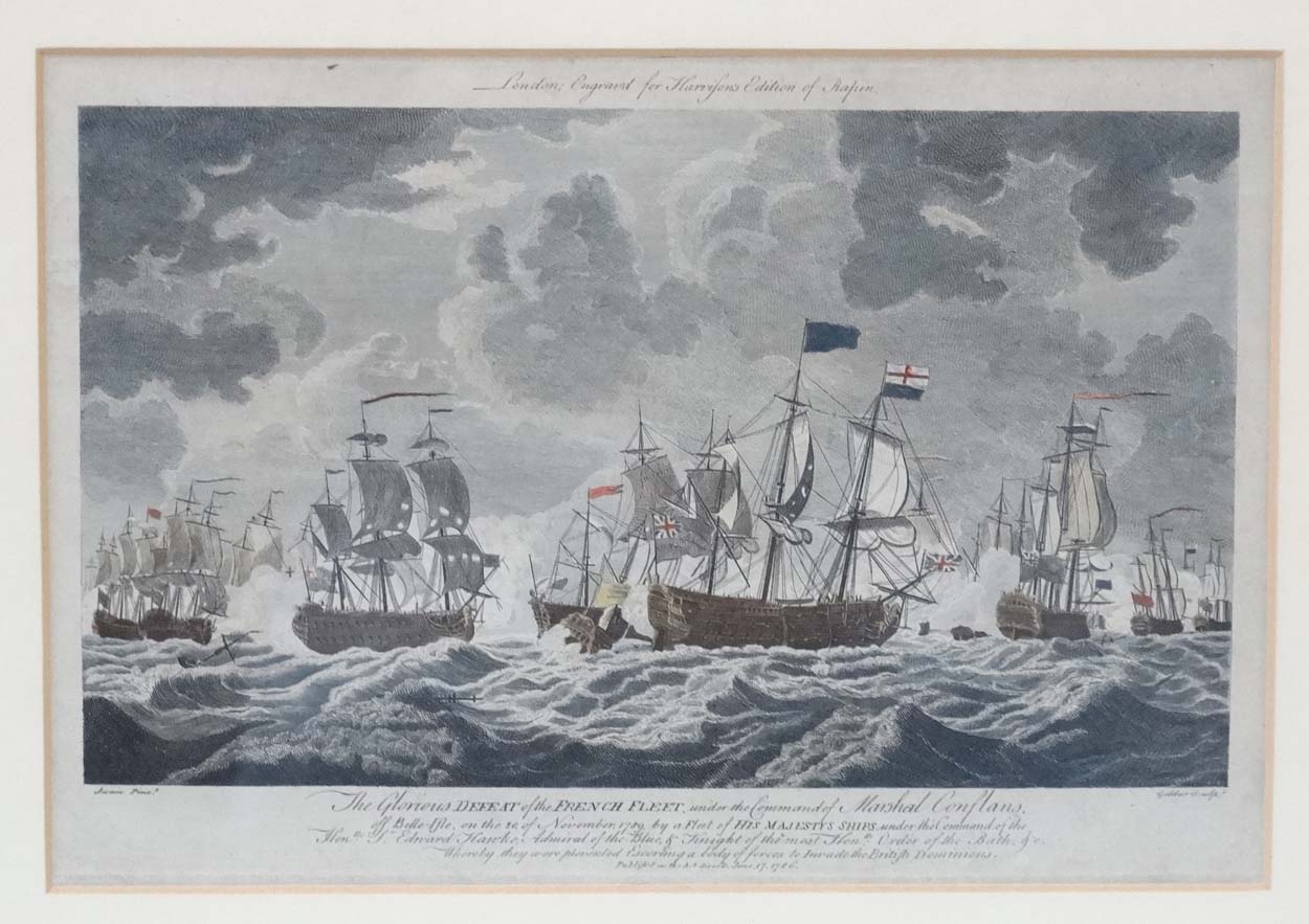 Goldar after Swain 1786, Hand coloured marine engraving, ' The Glorious DEFEAT of the FRENCH FLEET . - Image 3 of 8