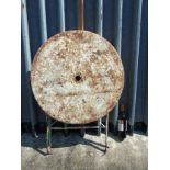 Garden & Architectural , Salvage : a white painted steel Bistro table of circular form ,