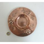 Decorative Metalware : An Arts and Crafts plannished and embossed copper tray with punched berry