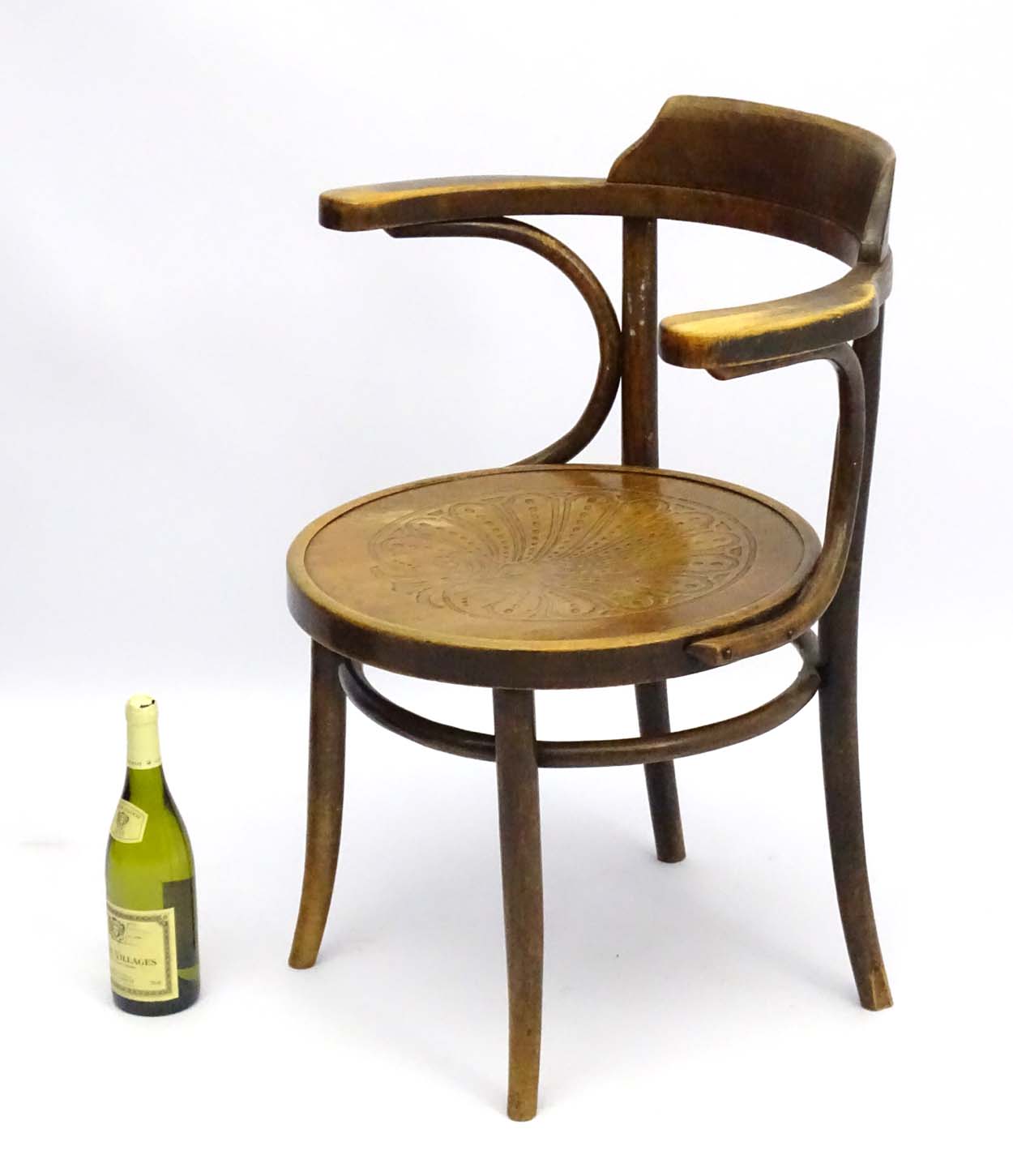 An early 20thC beech bentwood bistro armchair, - Image 5 of 5