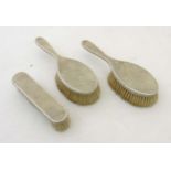 Shagreen : A set of 3 1930's brushes to include 2 hand brushes and a clothes brushes