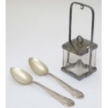 Kitchenalia: a Hukin and Heath squared glass and silver plate preserves pot and stand together with