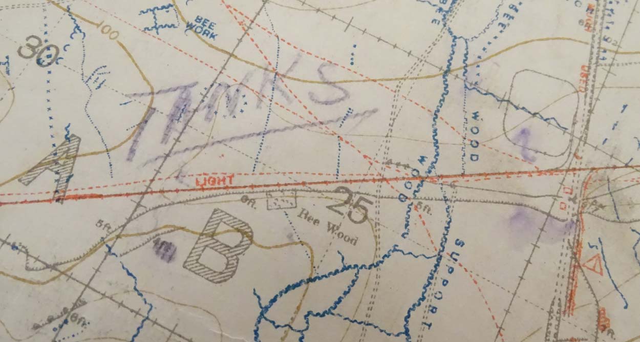 Militaria : a WWI Ordnance Survey trench map , entitled ' 57C NW 1/20, - Image 9 of 19