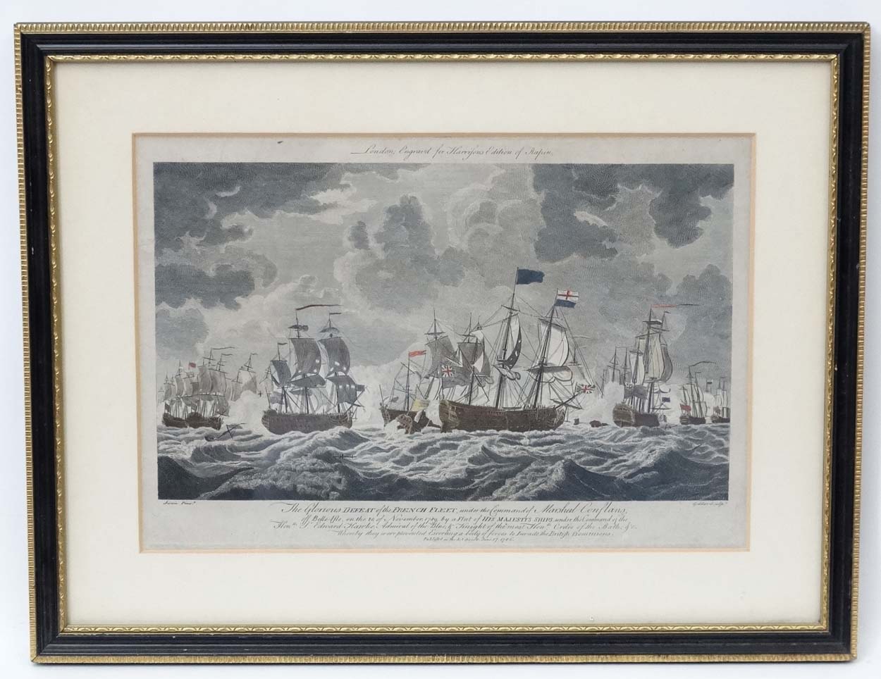 Goldar after Swain 1786, Hand coloured marine engraving, ' The Glorious DEFEAT of the FRENCH FLEET .