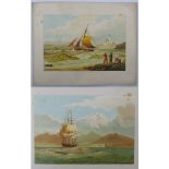 After Edward Duncan Marine School, 2 Chromolithographs, Fishing boat in rough sea off coast,