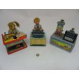 Three 1950s battery operated tin plate toys comprising a Linemar Japan "Busy Secretary" with