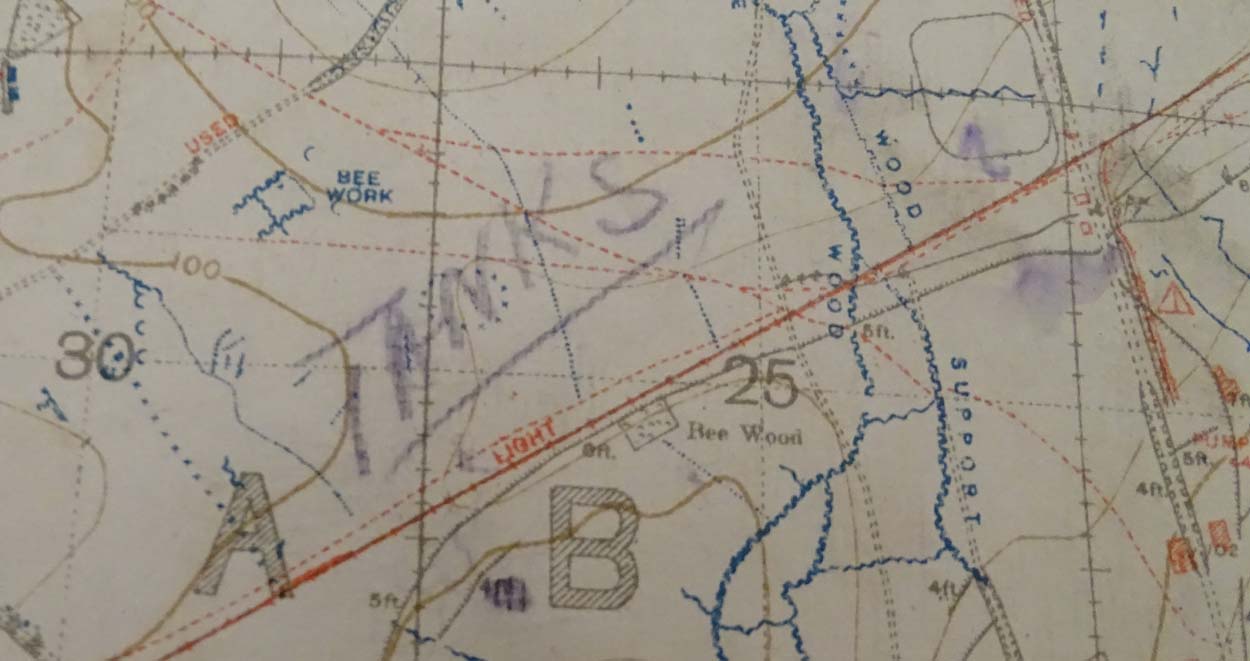 Militaria : a WWI Ordnance Survey trench map , entitled ' 57C NW 1/20, - Image 3 of 19
