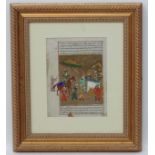 Islamic painting and Muslim script, A double sided framed hand painted and written page,