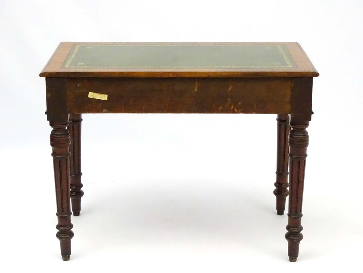 A mid / late 20thC writing desk with single long drawer, - Image 2 of 5
