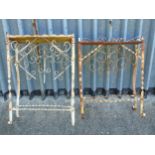 Garden & Architectural , Salvage : Two painted wrought iron mid-late 20thC plant stands ,