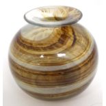 Glass : Isle of Wight / Michael Harris tortoiseshell vase (1973-1982 ) of globular shape with