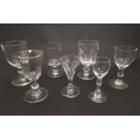 Glass - 7 assorted small pedestal glasses,