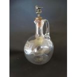 Victorian Wine Carafe :a clear glass bellied Carafe with Armorial stopper of St.