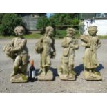 Garden & Architectural , Salvage : a set of 4 reconstituted stone statues ,