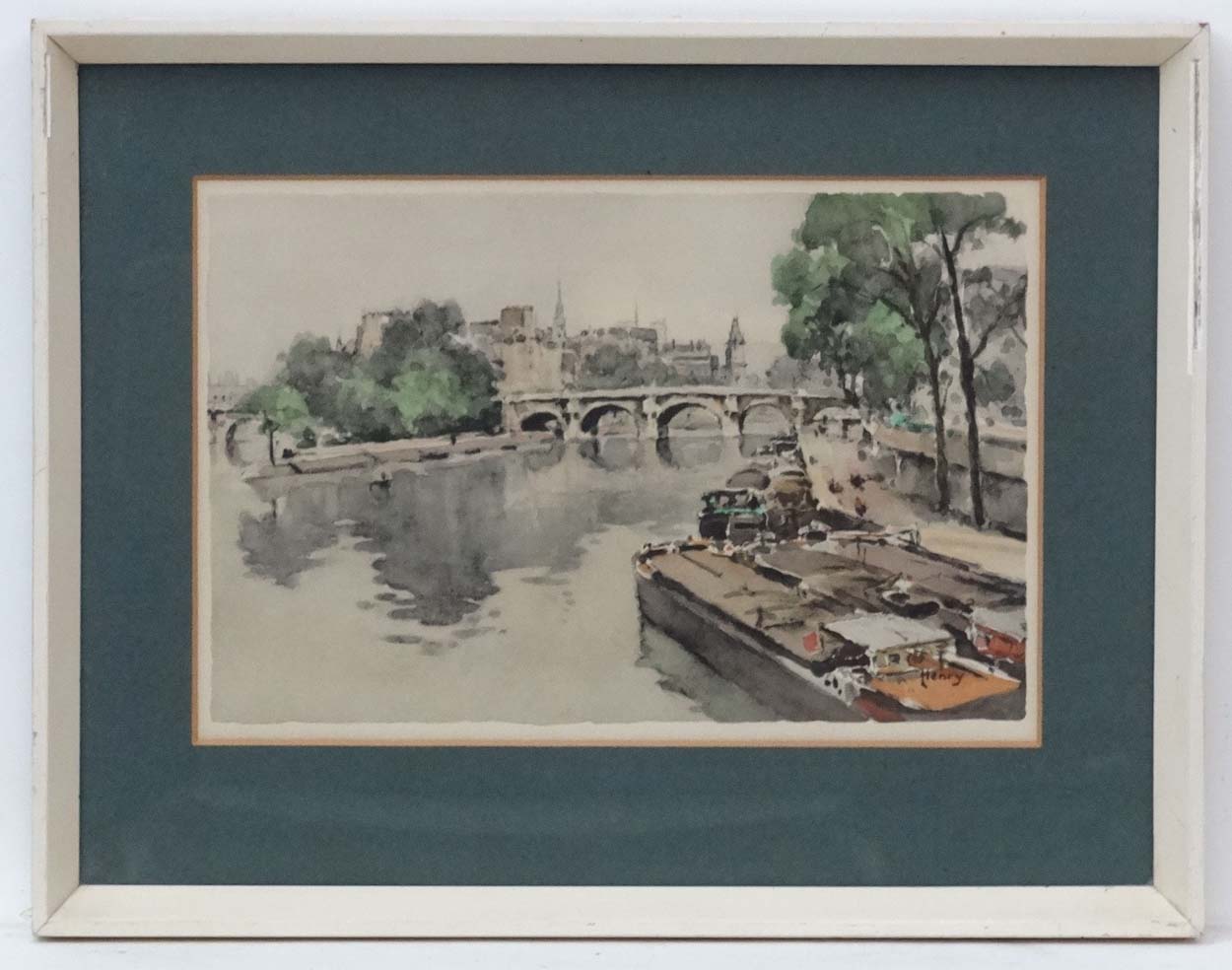 L Henry XX French, Watercolour , a pair, The Seine , Paris and Notre Dame from the Seine, - Image 4 of 9