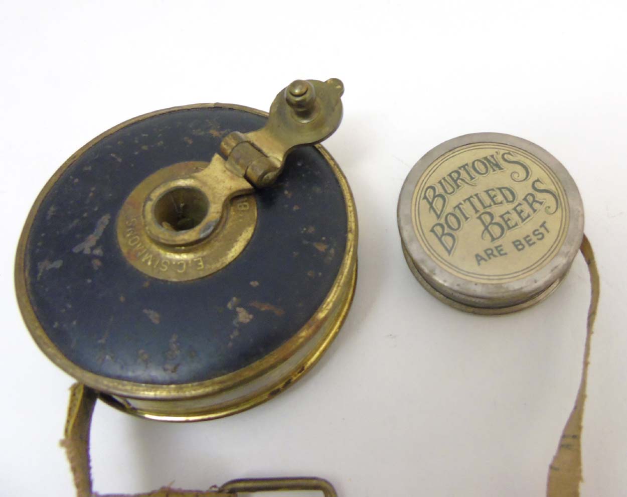 E C Simmons : ' Blue Brand ' brass tape measure together with an advertising sewing tape measure - Image 4 of 5