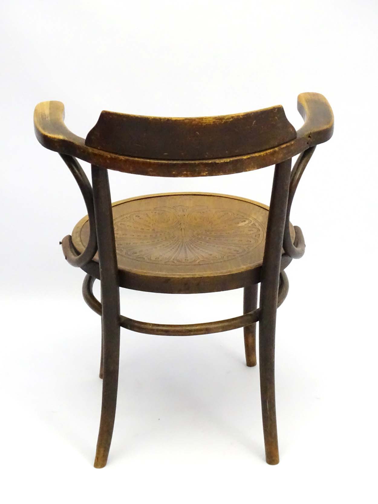 An early 20thC beech bentwood bistro armchair, - Image 2 of 5