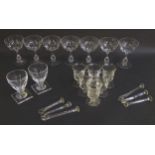 Glass - an assortment of drinking glasses to include Champagne saucers , 19thC Ale glasses ,
