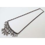 Ruth Berridge Modernist Jewellery : A Sterling silver necklace with drop decoration marked Berridge