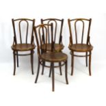 A set of four early 20thC beech bentwood chairs,