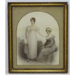 Indistinctly signed 18thC Portrait School, Watercolour and pencil in arch shaped mount, Mrs.