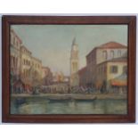 De Claro, Early XX, Oil on canvas, "Mercado des pesces a Chioggia" [The fish market at Chioggia,