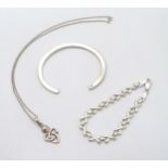 2 silver bracelets together with a silver necklace and pendant (3) CONDITION: