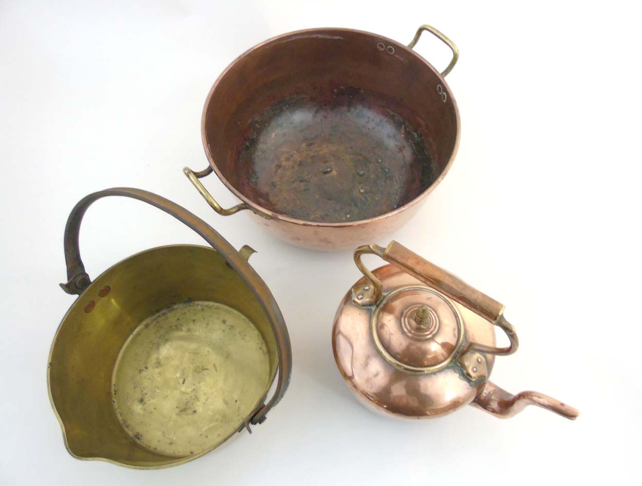 19th C cooking items to include : a copper stove top kettle , - Image 5 of 6
