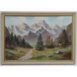 Estner mid XX, Oil on canvas, European Highland scene, Signed lower left,