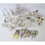Assorted silver plated wares to include various flatware, teapots,