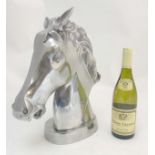 A mid - late 20thC cast aluminium horses head 16 1/2" high CONDITION: Please Note -