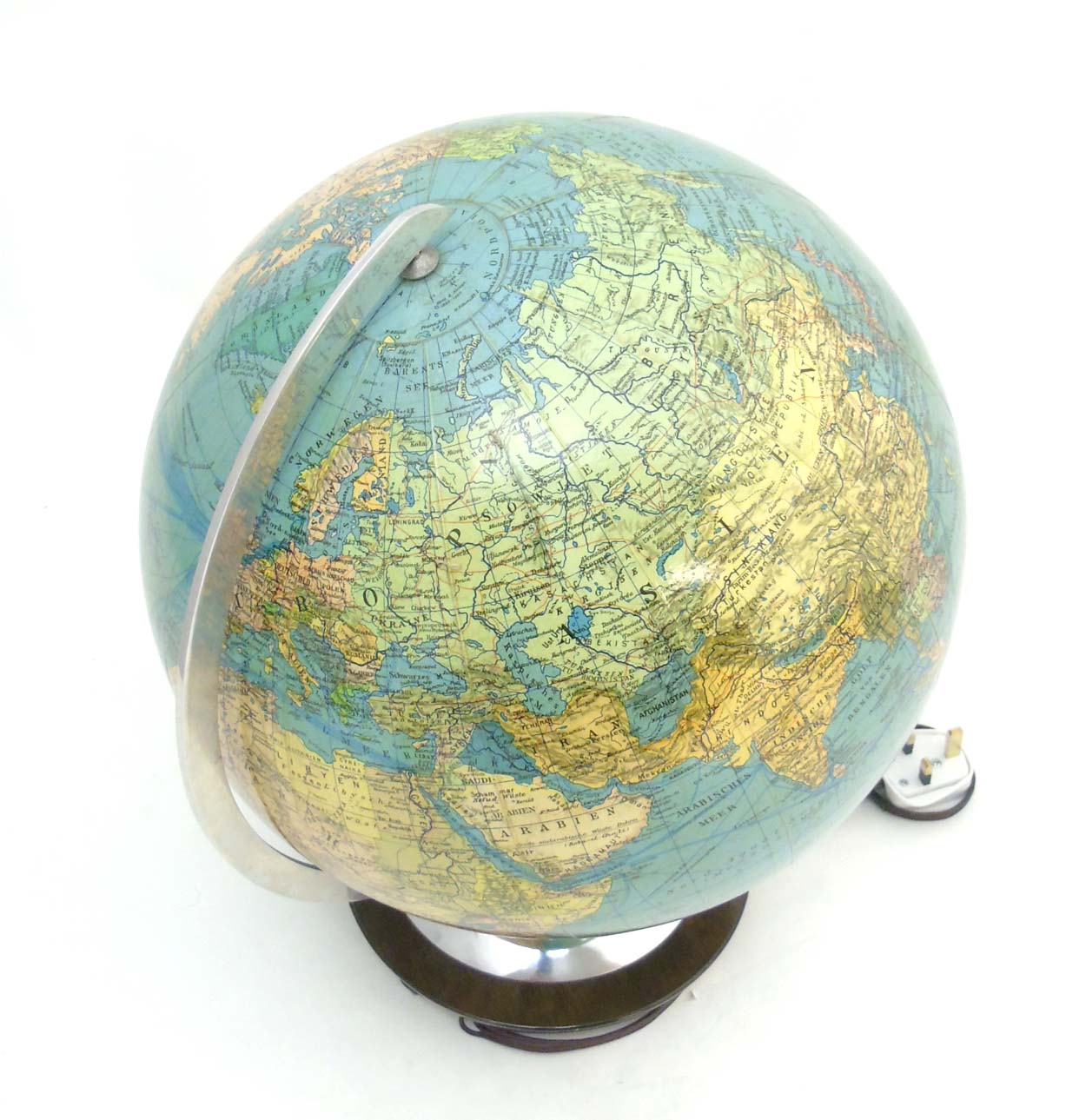 Vintage Retro :12"electric light Terrestrial globe, marked ' Duo Erdglobus ' , - Image 7 of 7