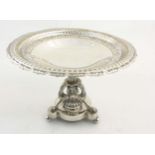 A decorative silver plate 3 footed pedestal tazza marked under. J B & S. 3236.