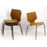 Vintage Retro: A set of 4 circa 1960 Stacking chairs having pre - formed laminate plywood shaped